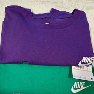 Nike Men’s Purple and Green Crewneck Sweaters with Embroidered Logo